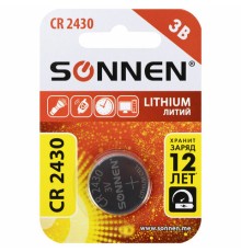 Батарейка литиевая SONNEN Lithium CR2430 