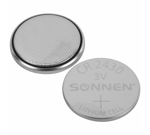 Батарейка литиевая SONNEN Lithium CR2430 "таблетка, дисковая, кнопочная" 1 шт., блистер, 455600