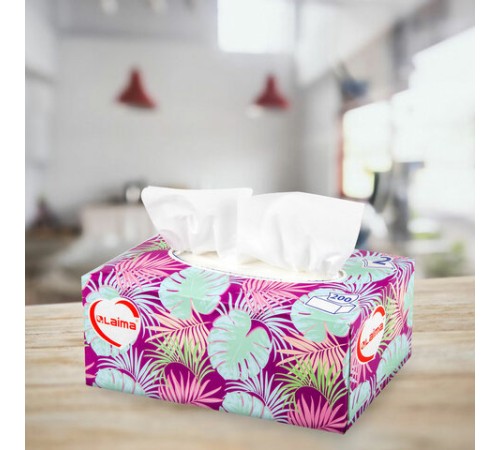 Салфетки косметические 200 шт. в картонном боксе 2-слойные, LAIMA 