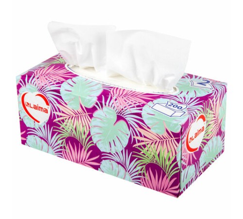 Салфетки косметические 200 шт. в картонном боксе 2-слойные, LAIMA 