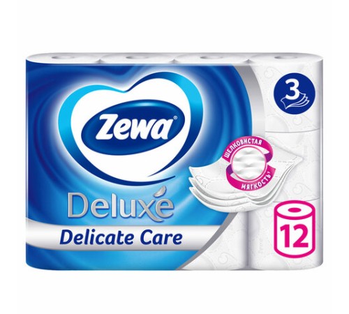 Бумага туалетная 3-х слойная 12 рулонов (12х18 м), белая, ZEWA Deluxe, 144029