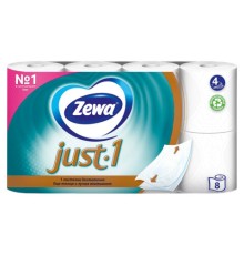 Бумага туалетная 4-х слойная 8 рулонов (8х12 м), белая, ZEWA Just 1, 144120