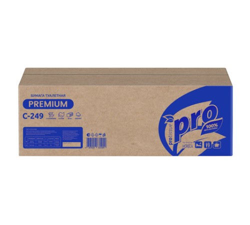 Бумага туалетная листовая 250 шт., PROtissue (T3) PREMIUM, 2-слойная, белая, 22,5х11 см, КОМПЛЕКТ 40 пачек, C249, С249
