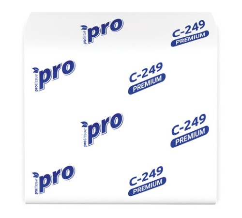 Бумага туалетная листовая 250 шт., PROtissue (T3) PREMIUM, 2-слойная, белая, 22,5х11 см, КОМПЛЕКТ 40 пачек, C249, С249
