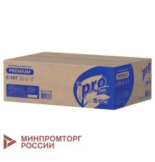 Полотенца бумажные 200 шт., PROtissue (H3) PREMIUM, 2-слойные, белые, КОМПЛЕКТ 20 пачек, 22х21 см, V-сложение, С197, C197