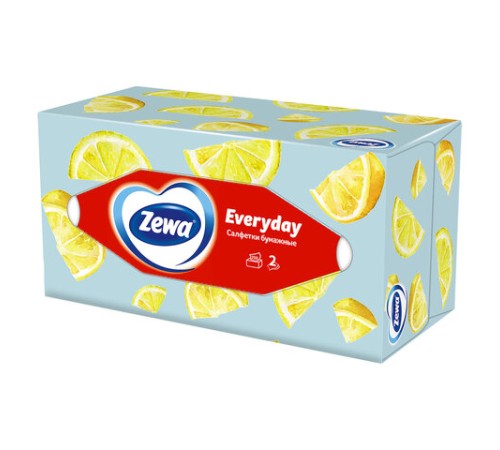 Салфетки косметические 2-слойные в картонном коробе, 250 штук, ZEWA Everyday, 8679