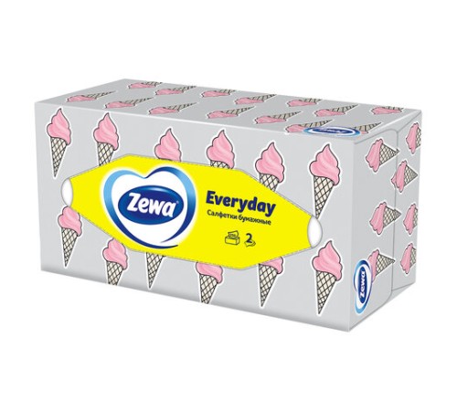 Салфетки косметические 2-слойные в картонном коробе, 250 штук, ZEWA Everyday, 8679
