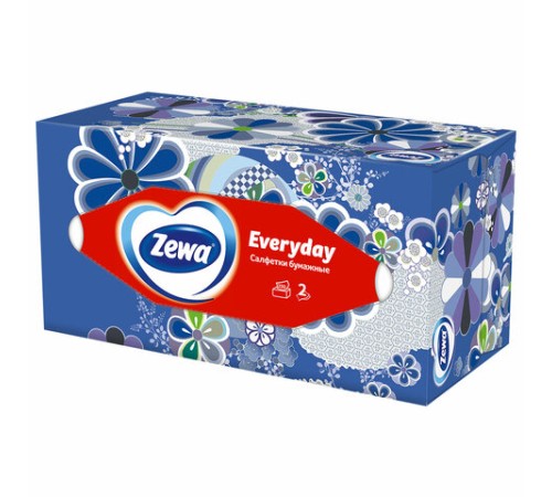 Салфетки косметические 2-слойные в картонном коробе, 250 штук, ZEWA Everyday, 8679