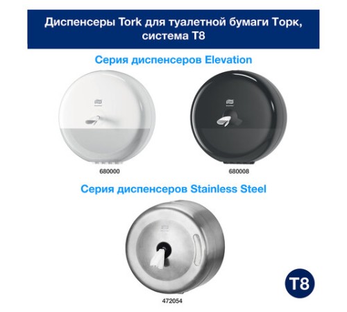 Бумага туалетная 207 м, Tellus/TORK (Система T8) SmartOne, ADVANCED, КОМПЛЕКТ 8 рулонов, 2-слойная, 472272