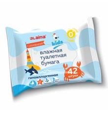 Бумага туалетная влажная детская, смываемая 42 шт., БИОРАЗЛАГАЕМАЯ, LAIMA Kids, 115223