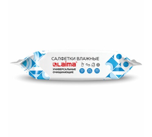 Салфетки влажные 150 шт., УНИВЕРСАЛЬНЫЕ, с пластиковым клапаном, для всей семьи, LAIMA, 115227