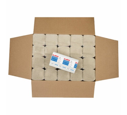 Полотенца бумажные 200 шт., LAIMA ECONOMY (H3), 1-слойные, натуральный цвет, КОМПЛЕКТ 20 пачек, 21х21,6 см, V-сложение, 115234