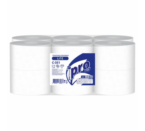 Полотенца бумажные с центральной вытяжкой 275 м PROtissue (M2) COMFORT, 1-слойные, с перфорацией, КОМПЛЕКТ 6 рулонов, C351
