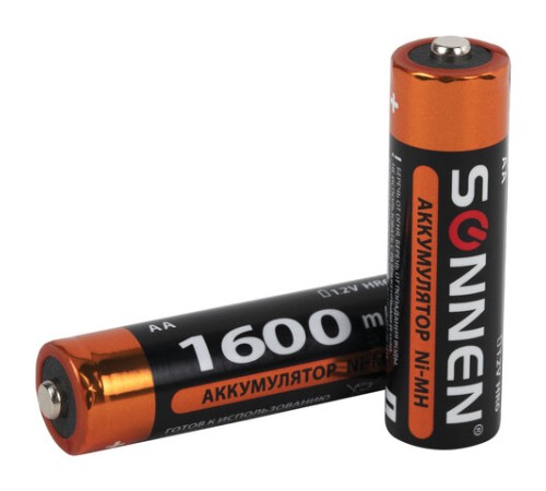 Батарейки аккумуляторные Ni-Mh пальчиковые КОМПЛЕКТ 4 шт., АА (HR6) 1600 mAh, SONNEN, 455605 Батарейки аккумуляторные Ni-Mh пальчиковые КОМПЛЕКТ 4 шт., АА (HR6) 1600 mAh, SONNEN, 455605
