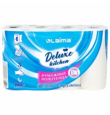 Полотенца бумажные 3-х слойные, 4 рулона по 11 м (отрыв 1/2 листа), LAIMA Deluxe, 100% целлюлоза, 115400