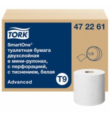 Бумага туалетная 130 м, Tellus/TORK (Система T9) SmartOne, ADVANCED, КОМПЛЕКТ 12 рулонов, 2-слойная, белая, 472261
