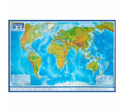 Карта мира физическая 157х107 см, 1:21,5М, с ламинацией, интерактивная, в тубусе, BRAUBERG, 112388 Карта мира физическая 157х107 см, 1:21,5М, с ламинацией, интерактивная, в тубусе, BRAUBERG, 112388