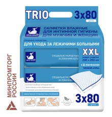 Салфетки влажные для ухода за лежачими больными и интимной гигиены 3х80 шт., WHITE WHALE, 72551