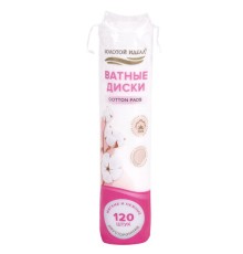 Ватные диски двусторонние 120 шт., с эффектом прошитого края, ЗОЛОТОЙ ИДЕАЛ, 100% хлопок, 116530