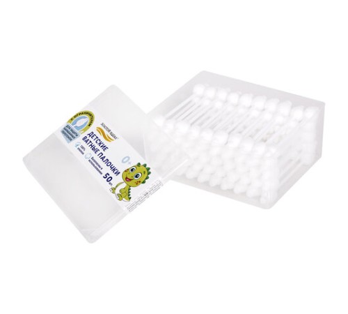 Ватные палочки детские 50 шт., с ограничителем, ЗОЛОТОЙ ИДЕАЛ, 100% хлопок, 116532