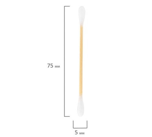 Ватные палочки КОМПЛЕКТ 100 шт., бамбуковый стик, 100% хлопок, зип-лок, ЗОЛОТОЙ ИДЕАЛ, 116556