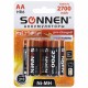 Батарейки аккумуляторные Ni-Mh пальчиковые КОМПЛЕКТ 6 шт., АА (HR6) 2700 mAh, SONNEN, 455608