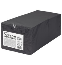 Салфетки бумажные 2-х слойные, 33x33 см, 200 штук в упаковке, 1/4 сложение, LAIMA, черные, 116660