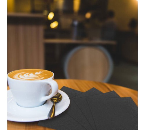 Салфетки бумажные 2-х слойные, 33x33 см, 200 штук в упаковке, 1/4 сложение, LAIMA, черные, 116660