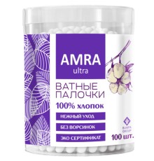 Ватные палочки 100 шт., AMRA, пластиковый стакан, П00055403