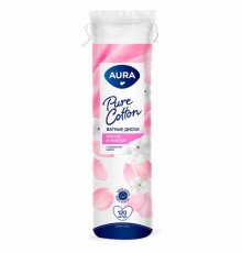 Ватные диски КОМПЛЕКТ 120 шт., AURA, двусторонние, 13116