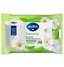 Бумага туалетная влажная смываемая 42 шт., AURA, 13216