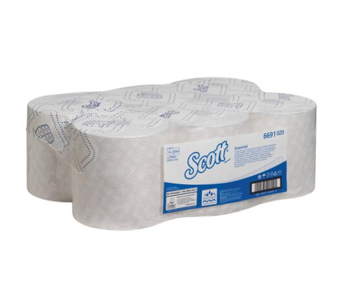 Полотенца бумажные рулонные KIMBERLY-CLARK Scott, КОМПЛЕКТ 6 шт., 350 м, белые, 6691