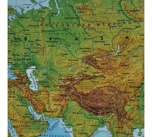 Карта мира физическая 199х134 см, 1:15,5М, с ламинацией, интерактивная, в тубусе, BRAUBERG, 112389