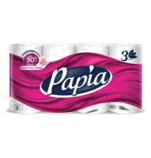 Бумага туалетная бытовая, спайка 8 шт., 3-слойная (8х16,5 м), PAPIA, 5080721