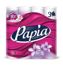 Бумага туалетная бытовая, спайка 32 шт., 3-слойная (32х16,5 м), PAPIA, аромат 