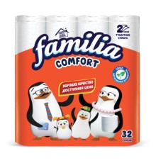 Бумага туалетная бытовая, спайка 32 шт., 2-слойная (32х14,8 м), FAMILIA COMFORT, белая, 5085067