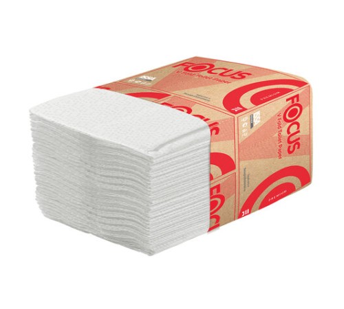 Бумага туалетная FOCUS (T3) Premium, 2 слоя, КОМПЛЕКТ 15 пачек, листовая, 250 листов, V-сложение, 5083735