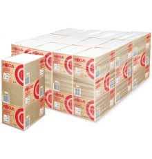 Полотенца бумажные 200 шт., FOCUS (Система H2) Premium, 2-слойные белые, КОМПЛЕКТ 12 пачек, 24х20 см, Z-сложение, 5083775