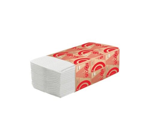 Полотенца бумажные 200 шт., FOCUS (Система H3) Premium, 2-слойные, белые, КОМПЛЕКТ 15 пачек, 23х23 см, V-сложение, 5083739