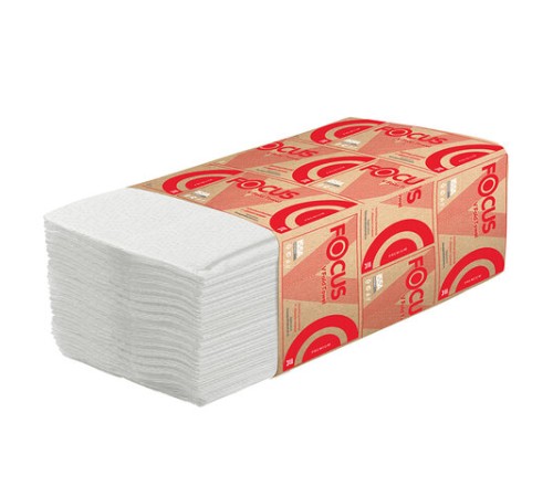 Полотенца бумажные 200 шт., FOCUS (Система H3) Premium, 2-слойные, белые, КОМПЛЕКТ 15 пачек, 23х20,5 см, V-сложение, 5083740