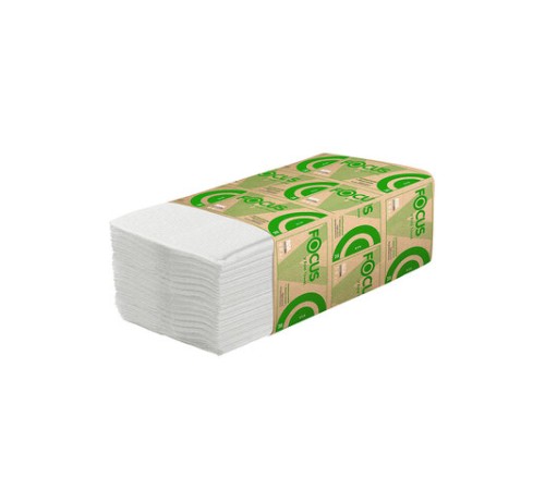 Полотенца бумажные 250 шт., FOCUS (Система H3) Eco, 1 слой, белые, КОМПЛЕКТ 15 пачек, 23х20,5 см, V-сложение, 5083742