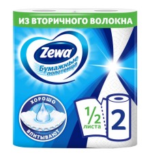 Полотенца бумажные бытовые 2-х слойные, 2 рулона (2х14 м), белые, ZEWA, 144001