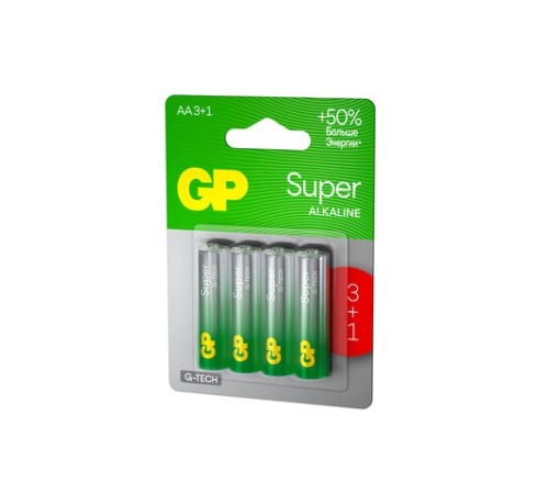 Батарейки КОМПЛЕКТ 4 шт., GP Super G-Tech, AA (LR6,15А), алкалиновые, пальчиковые, ПРОМО 3+1, 15A3/1-2CR4 Батарейки КОМПЛЕКТ 4 шт., GP Super G-Tech, AA (LR6,15А), алкалиновые, пальчиковые, ПРОМО 3+1, 15A3/1-2CR4