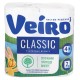 Бумага туалетная бытовая, спайка 4 шт., 2-х слойная (4х17,5 м), VEIRO Classic (Вейро), белая, 5с24