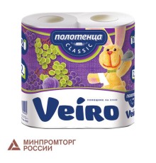 Полотенца бумажные бытовые, спайка 2 шт., 2-х слойные (2х12,5 м), VEIRO (Вейро), белые, 5п22