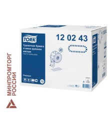 Бумага туалетная 170 метров, Tellus/TORK (Система T2) PREMIUM, КОМПЛЕКТ 12 рулонов, 2-слойная, белая, 120243