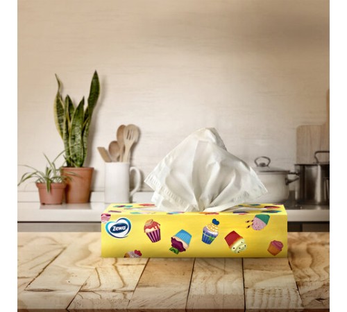Салфетки косметические 100 штук в картонном боксе, 2-слойные, ZEWA Everyday, 24516, 6286