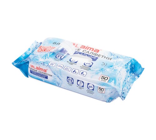 Салфетки влажные 50 шт., УНИВЕРСАЛЬНЫЕ, очищающие для всей семьи, LAIMA, 125960
