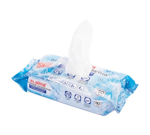 Салфетки влажные 50 шт., УНИВЕРСАЛЬНЫЕ, очищающие для всей семьи, LAIMA, 125960