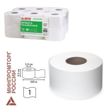 Бумага туалетная 200 м, LAIMA (T2), ADVANCED, 1-слойная, цвет белый, КОМПЛЕКТ 12 рулонов, 126093